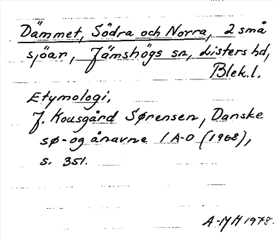 Bild på arkivkortet för arkivposten Dämmet, Södra och Norra