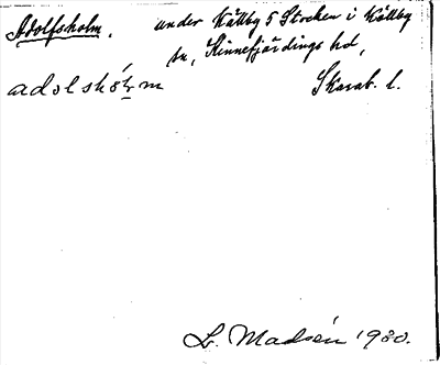 Bild på arkivkortet för arkivposten Adolfsholm
