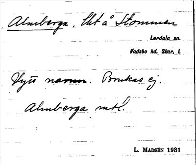 Bild på arkivkortet för arkivposten Almberga