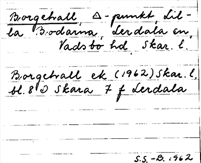 Bild på arkivkortet för arkivposten Borgehall