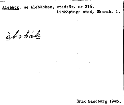 Bild på arkivkortet för arkivposten Alebäck, se Alebäcken