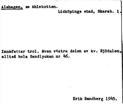 Bild på arkivkortet för arkivposten Alehagen, se Ahlebotten