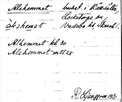 Bild på arkivkortet för arkivposten Alehemmet
