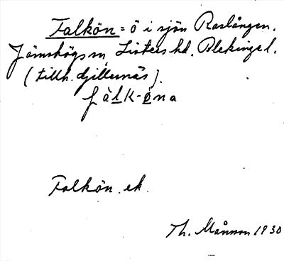 Bild på arkivkortet för arkivposten Falkön