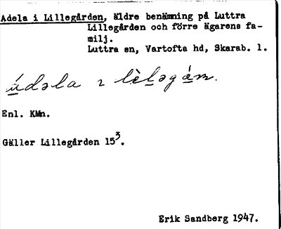 Bild på arkivkortet för arkivposten Adela i Lillegården