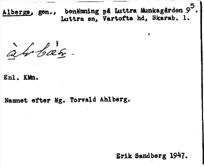 Bild på arkivkortet för arkivposten Albergs
