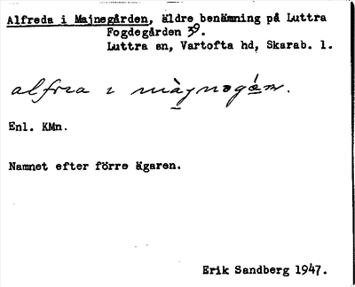 Bild på arkivkortet för arkivposten Alfreda i Majnegården