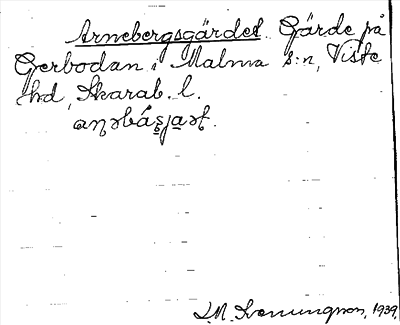 Bild på arkivkortet för arkivposten Arnebergsgärdet