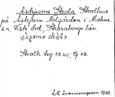 Bild på arkivkortet för arkivposten Askjums Skola