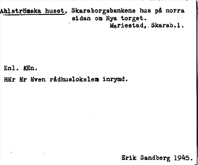 Bild på arkivkortet för arkivposten Ahlströmska huset