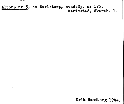 Bild på arkivkortet för arkivposten Altorp, se Karlstorp