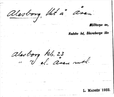 Bild på arkivkortet för arkivposten Alesborg