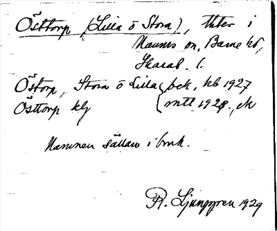 Bild på arkivkortet för arkivposten Östtorp (Lilla o Stora)
