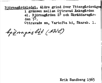 Bild på arkivkortet för arkivposten Björnagårdsledet