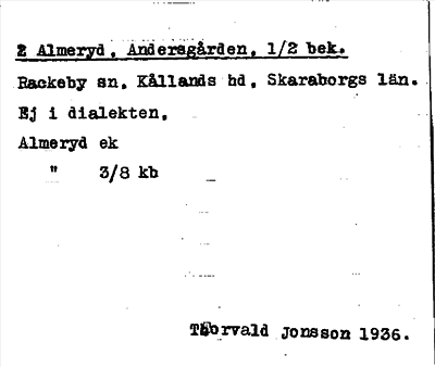 Bild på arkivkortet för arkivposten Almeryd, Andersgården