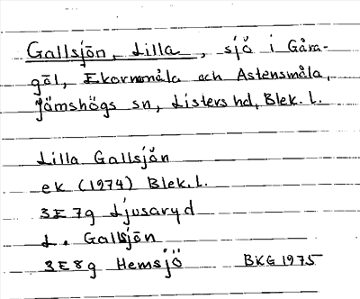 Bild på arkivkortet för arkivposten Gallsjön, Lilla