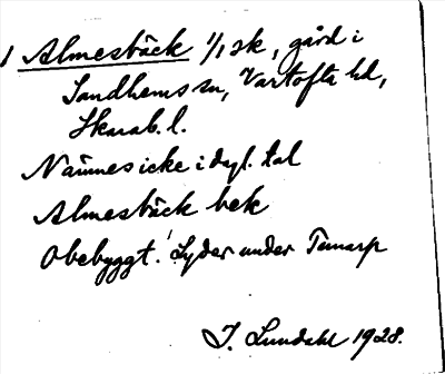 Bild på arkivkortet för arkivposten Almesbäck