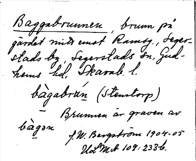 Bild på arkivkortet för arkivposten Baggabrunnen
