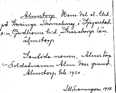 Bild på arkivkortet för arkivposten Almstorp