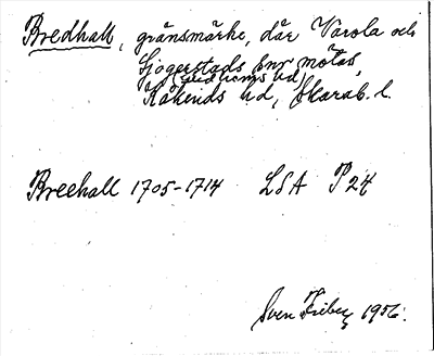 Bild på arkivkortet för arkivposten Bredhall
