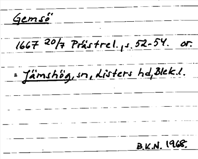 Bild på arkivkortet för arkivposten Gemsö, se Jämshög