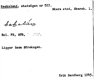 Bild på arkivkortet för arkivposten Backalund