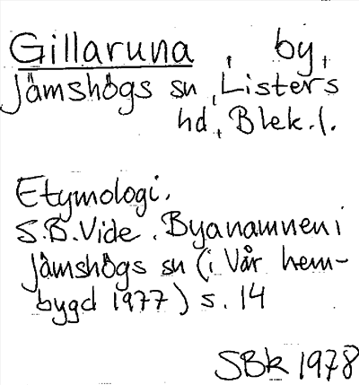 Bild på arkivkortet för arkivposten Gillaruna