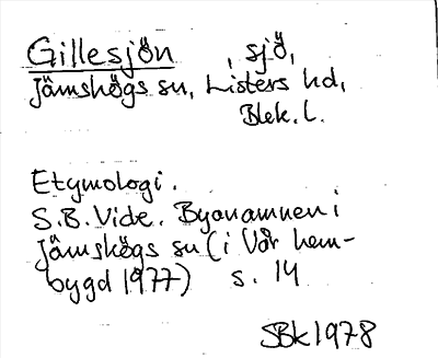 Bild på arkivkortet för arkivposten Gillesjön