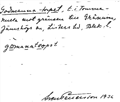Bild på arkivkortet för arkivposten Godmanna-torpet
