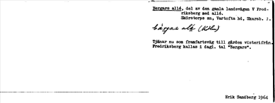 Bild på arkivkortet för arkivposten Bergars allé