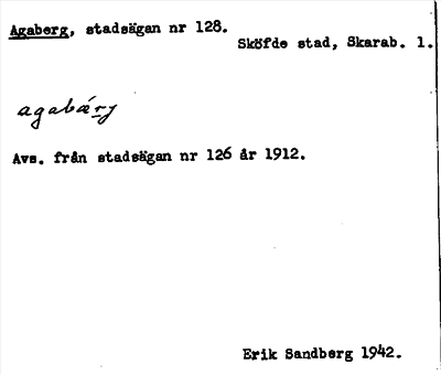 Bild på arkivkortet för arkivposten Agaberg