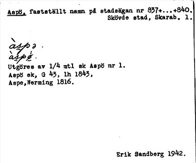 Bild på arkivkortet för arkivposten Aspö
