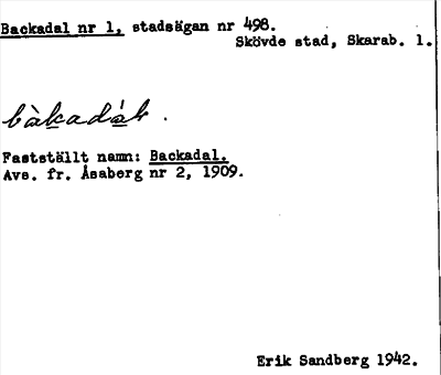 Bild på arkivkortet för arkivposten Backadal