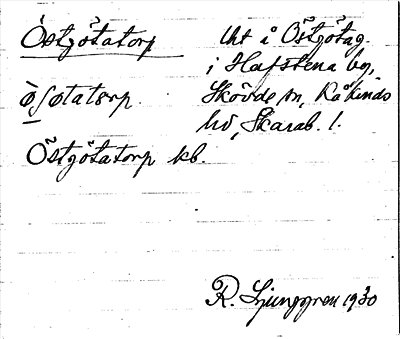 Bild på arkivkortet för arkivposten Östgötatorp
