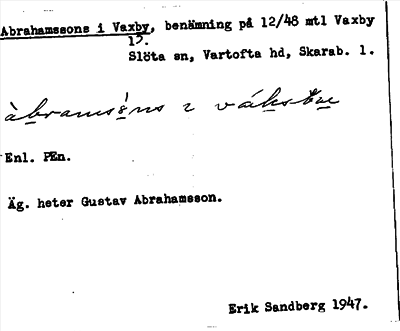 Bild på arkivkortet för arkivposten Abrahamssons i Vaxby