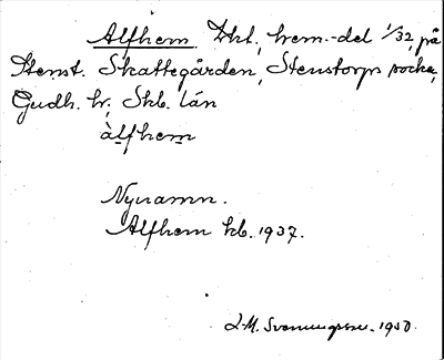 Bild på arkivkortet för arkivposten Alfhem