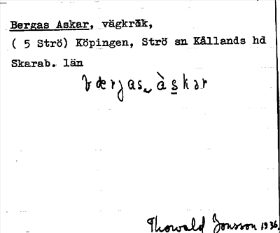 Bild på arkivkortet för arkivposten Bergas Askar