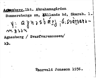 Bild på arkivkortet för arkivposten Agnesberg