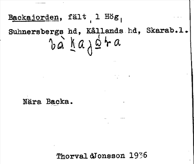 Bild på arkivkortet för arkivposten Backajorden