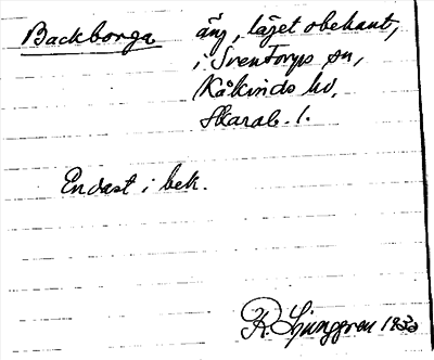 Bild på arkivkortet för arkivposten Backborga