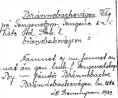 Bild på arkivkortet för arkivposten Brännebackevägen