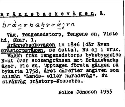Bild på arkivkortet för arkivposten Brännebackevägen