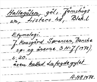 Bild på arkivkortet för arkivposten Hallagölen