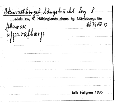 Bild på arkivkortet för arkivposten Akinvallberget