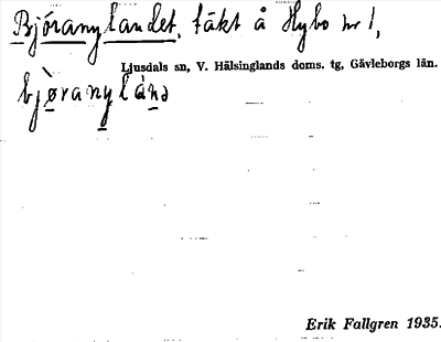 Bild på arkivkortet för arkivposten Björanylandet