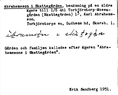 Bild på arkivkortet för arkivposten Abrahamsson i Skattegården