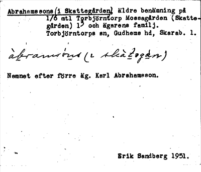 Bild på arkivkortet för arkivposten Abrahamssons (i Skattegården)