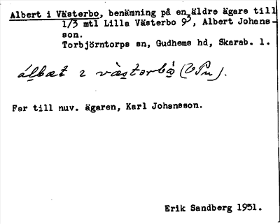 Bild på arkivkortet för arkivposten Albert i Västerbo