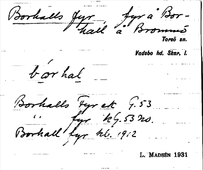Bild på arkivkortet för arkivposten Borhalls fyr