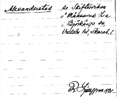 Bild på arkivkortet för arkivposten Alexanderstad, se Skiftesviken